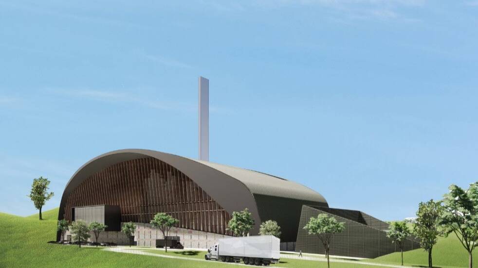 An artist's impression of Veolia's Advanced Energy Recovery Centre which is proposed to be built at the Woodlawn eco-precinct near Tarago. 