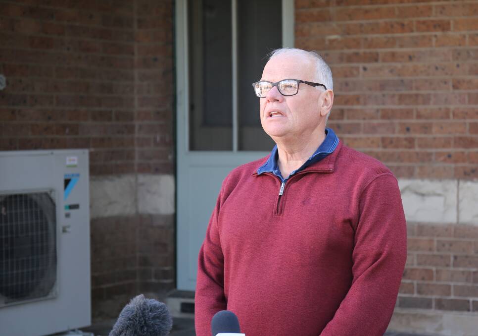Adrian Quinn made an emotional plea with media to help find his missing wife Tina Quinn at a press conference outside Goulburn Police Station on Friday, July 21. Pictures by Jacob McMaster. 