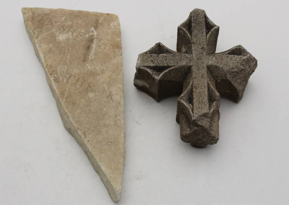 Fragments of Anna Maria Faunce's headstone. Picture courtesy of Queanbeyan Historical Museum