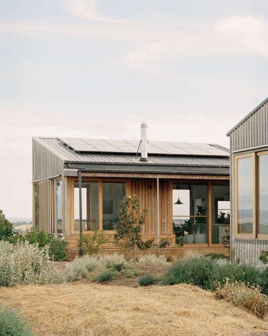 The sustainable farmhouse balances modern comforts and off-grid living, with a design that's responsive to the farmland and native vegetation surrounding it. Pictures by Rory Gardiner 