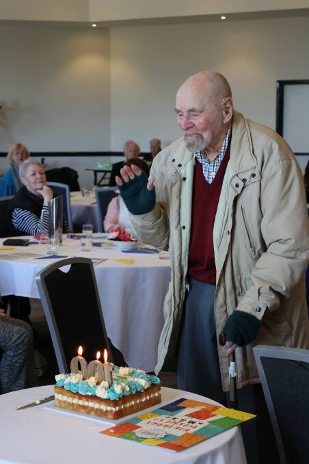 Max Barry at the birthday morning tea hosted by his Probus Club. Picture supplied