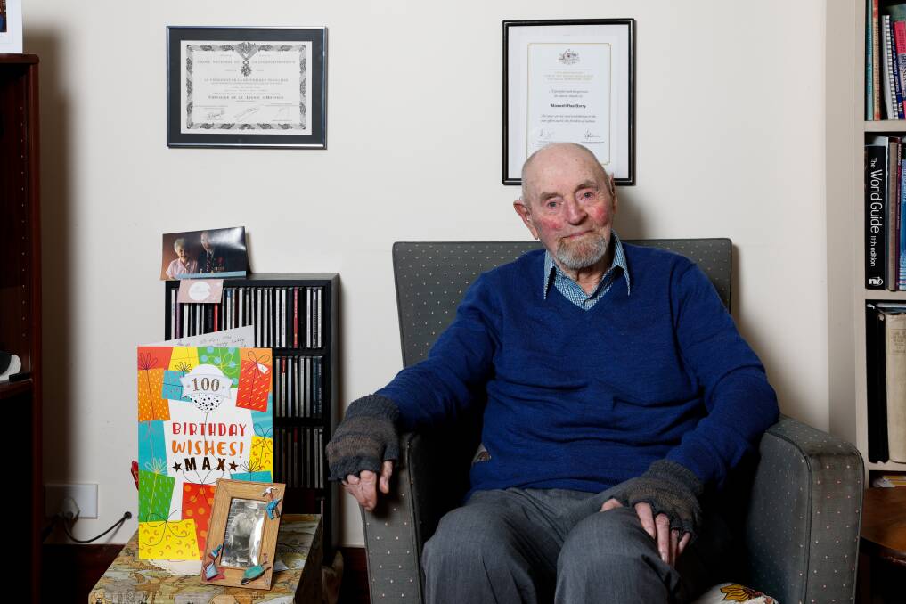 Max Barry at home, days before his 100th birthday. Picture by Anna Warr