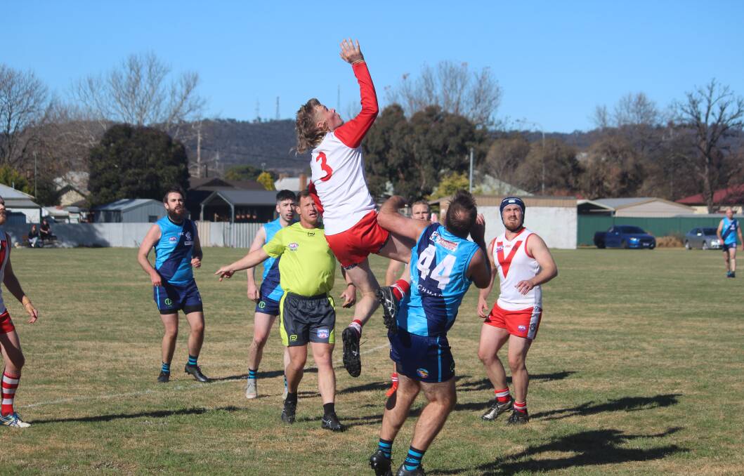 Up high: The Goulburn Swans will go all-out this weekend when they play the Southern Cats. Photo: Zac Lowe. 