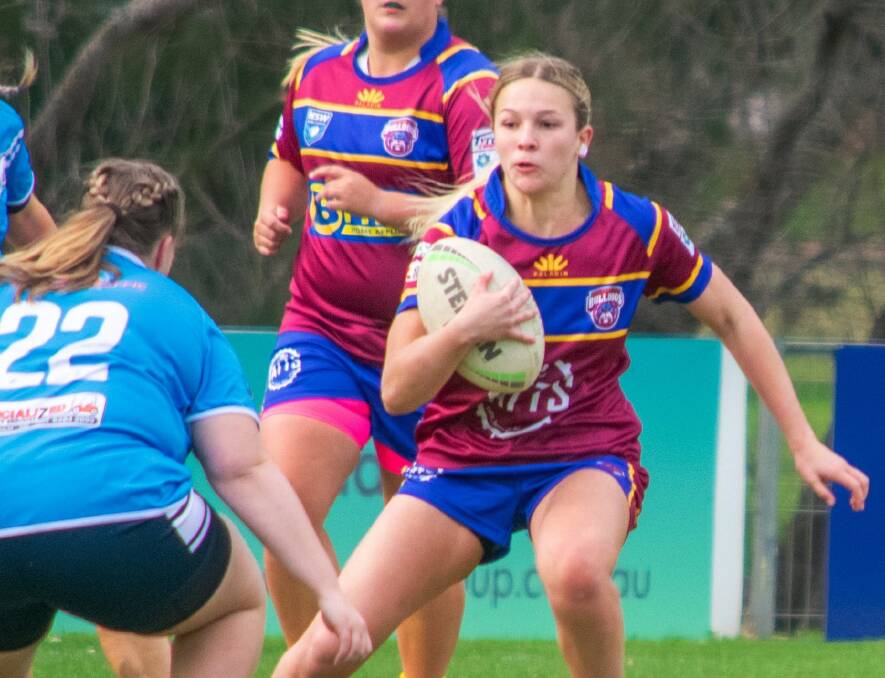 Sidestep: Maddy Tooth played well in the course of the First Nations Gems' grand final run at the National Championships. Photo: Canberra Region Rugby League. 