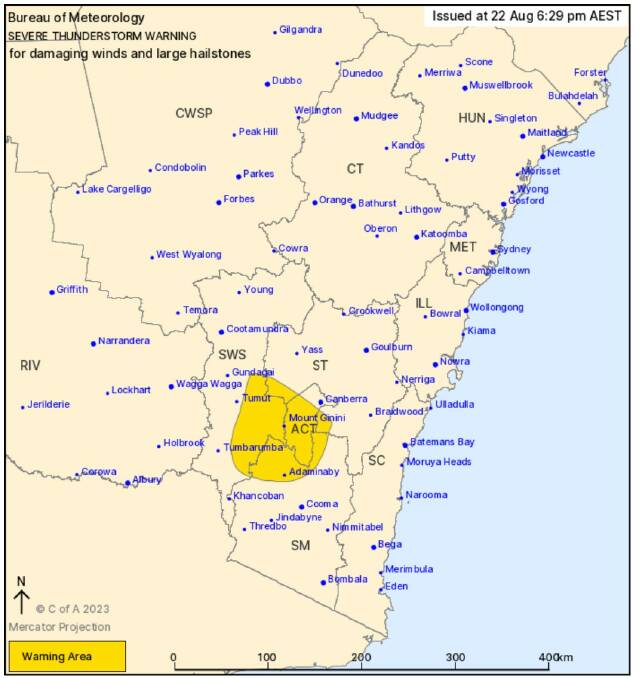 The areas to be affected, according to the BoM's warning.