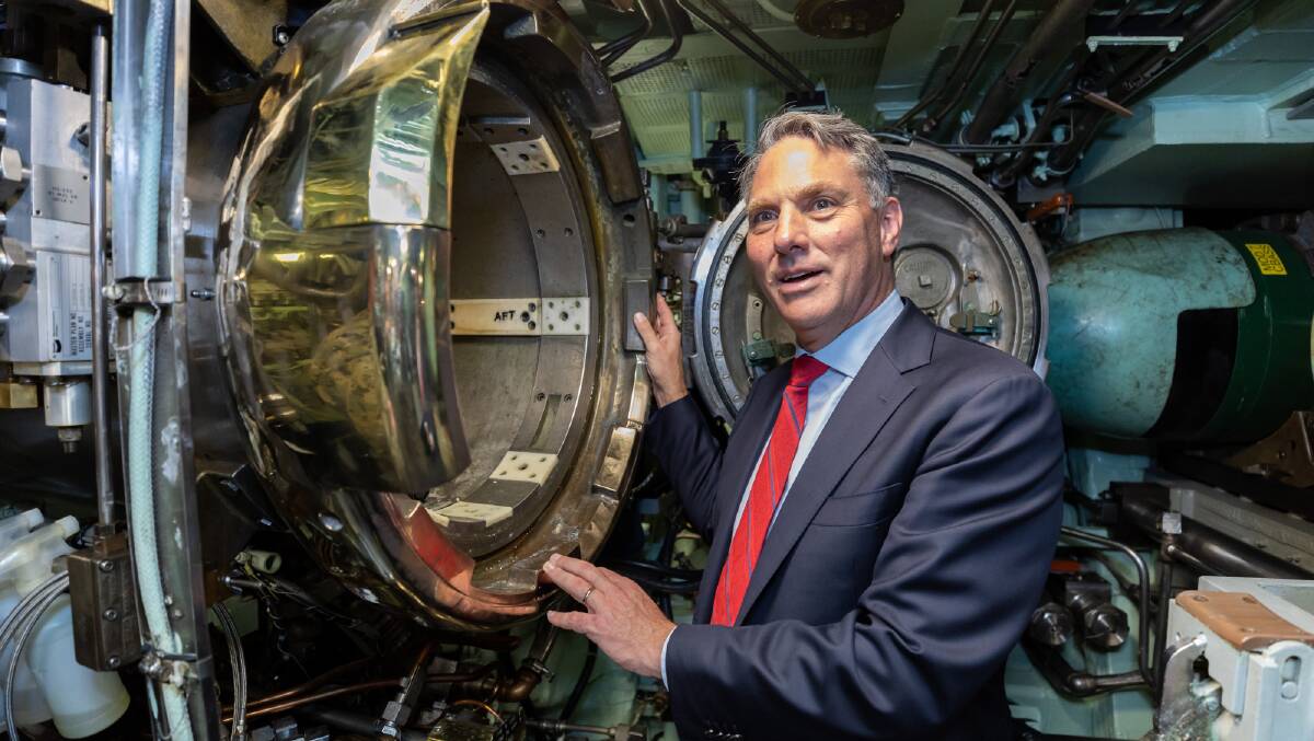 Defence Minister Richard Marles on board the USS Asheville earlier tis year. Picture Defence Imagery