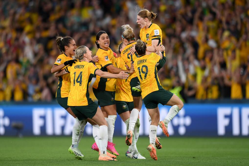 The Matildas celebrate their over France at the 2023 FIFA Women's World Cup. Picture Getty Images