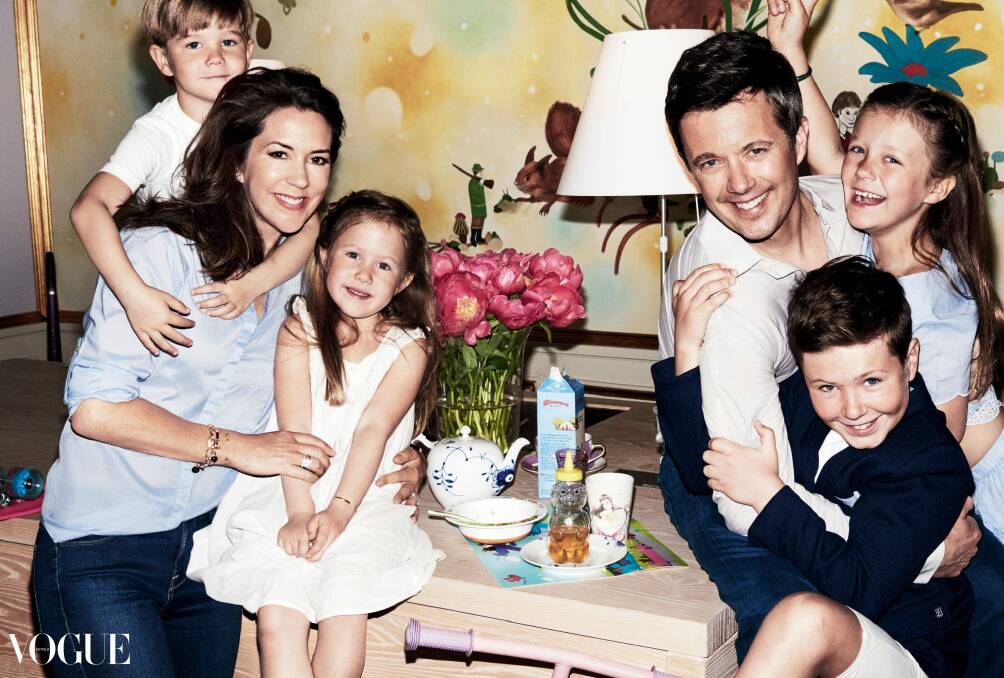 HRH Crown Princess Mary of Denmark and her family were photographed in their kitchen by Mario Testino. Photo: Vogue Australia/Mario Testino