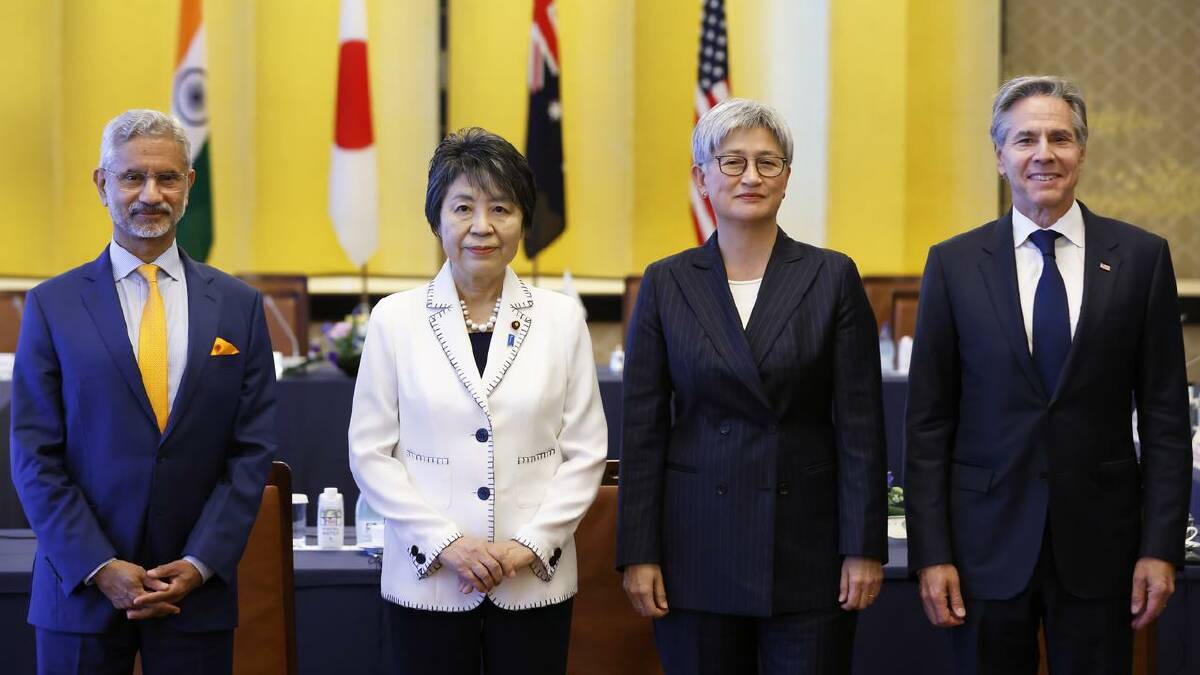 Penny Wong with counterparts from India, Japan and the United States at the Quad meeting in Tokyo. (EPA PHOTO)