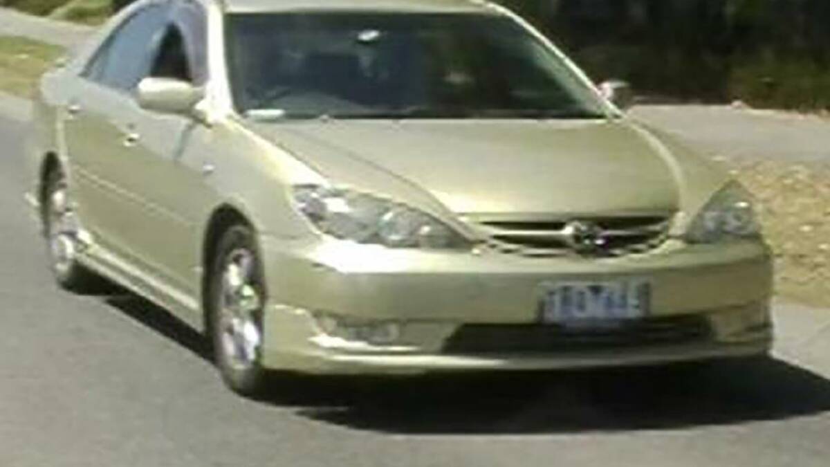 Members of the public are being urged to to keep a look out for a gold Toyota Camry sedan. (HANDOUT/VICTORIA POLICE)