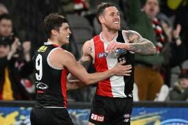 Tim Membrey kicked five goals for St Kilda as they crushed West Coast. Photo: Daniel Pockett/AAP PHOTOS