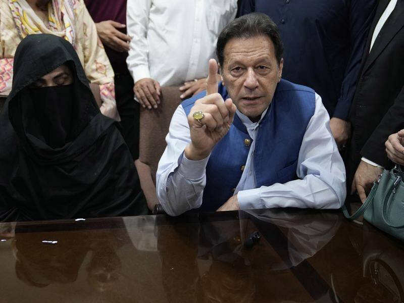 Imprisoned former prime minister Imran Khan should be released, a UN working group says. (AP PHOTO)