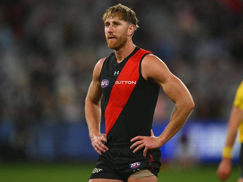 Dyson Heppell's frustration told the story for Essendon after their 45-point defeat by the Cats. (Morgan Hancock/AAP PHOTOS)
