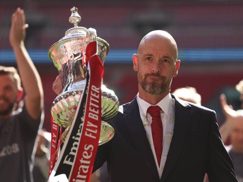 Manchester United manager Erik ten Hag has signed a contract extension with the Premier League club. (AP PHOTO)