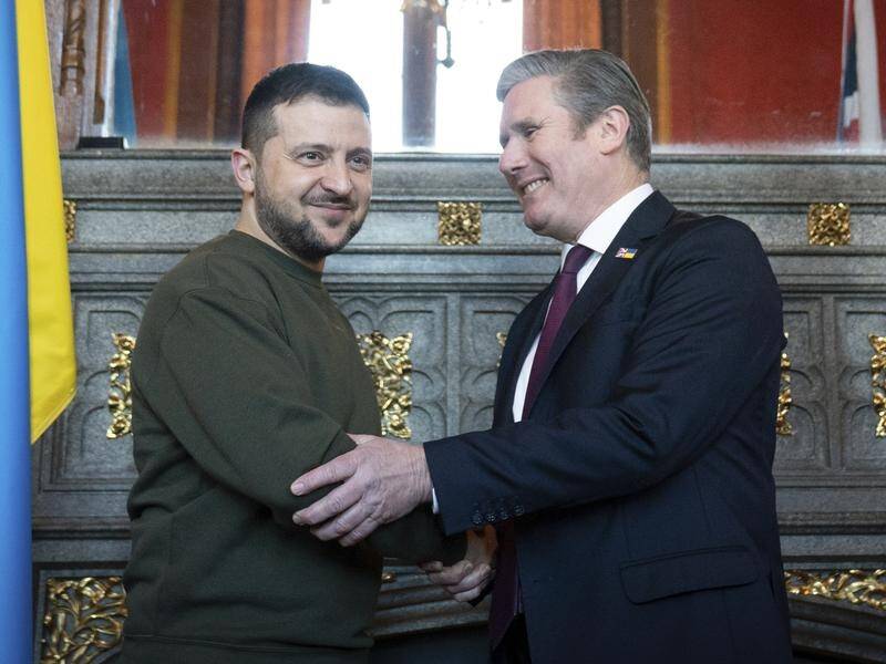 President Volodymyr Zelenskiy has congratulated Keir Starmer and hailed UK-Ukraine relations. (AP PHOTO)
