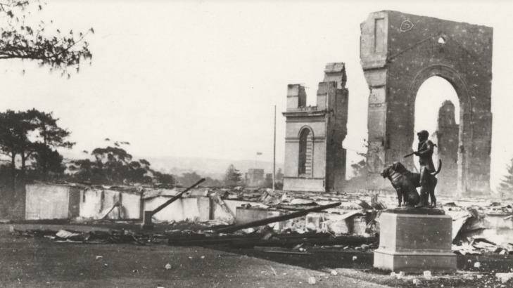 Ruins of the Garden Palace in the Royal Botanic Gardens in 1882. Photo: Supplied