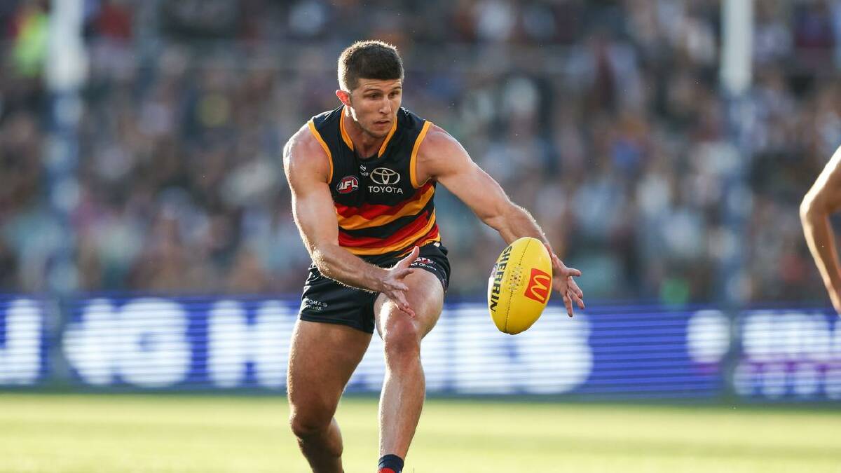 Adelaide's Jordon Butts will miss some games after suffering a foot injury against Essendon. (Matt Turner/AAP PHOTOS)