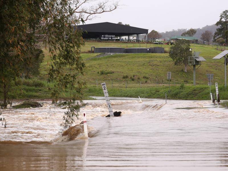 Flood alerts are in place after up to 220mm of rain on the Gold Coast and NSW's Northern Rivers. (JASON O'BRIEN/AAP PHOTOS)