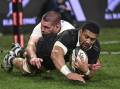 Ardie Savea scored a try in New Zealand's thrilling one-point win over England in Dunedin. (AP PHOTO)
