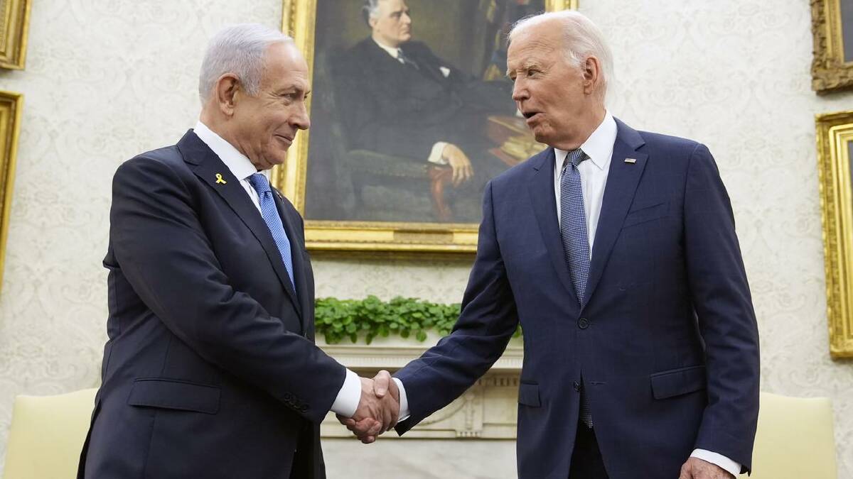 Prime Minister Benjamin Netanyahu praised President Joe Biden's support for Israel. (AP PHOTO)