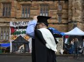 The University of Sydney has demanded the pro-Palestine encampment on its campus be removed. (Dean Lewins/AAP PHOTOS)