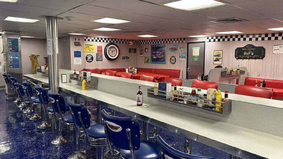 The ship's 1950s style diner was installed by Italian craftsmen. (Rachael Ward/AAP PHOTOS)