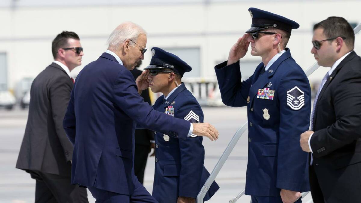 Joe Biden was forced to leave the campaign trail in Las Vegas after testing positive for COVID-19.  (AP PHOTO)