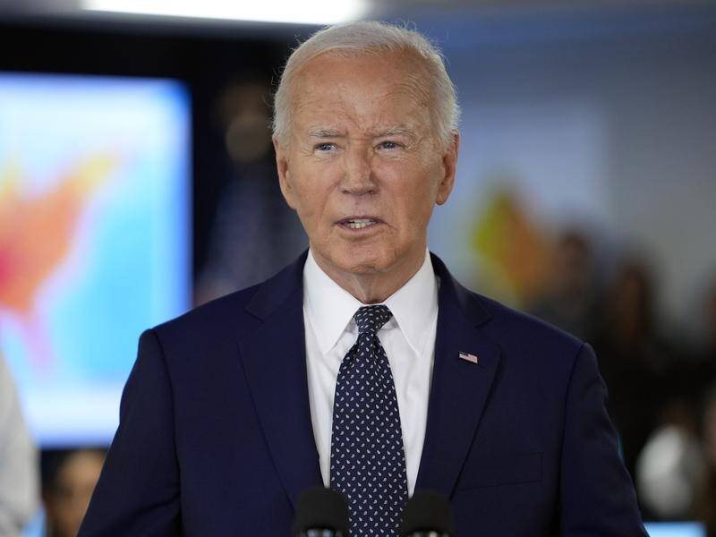 Joe Biden appeared to struggle through several responses during a TV debate with Donald Trump. (AP PHOTO)