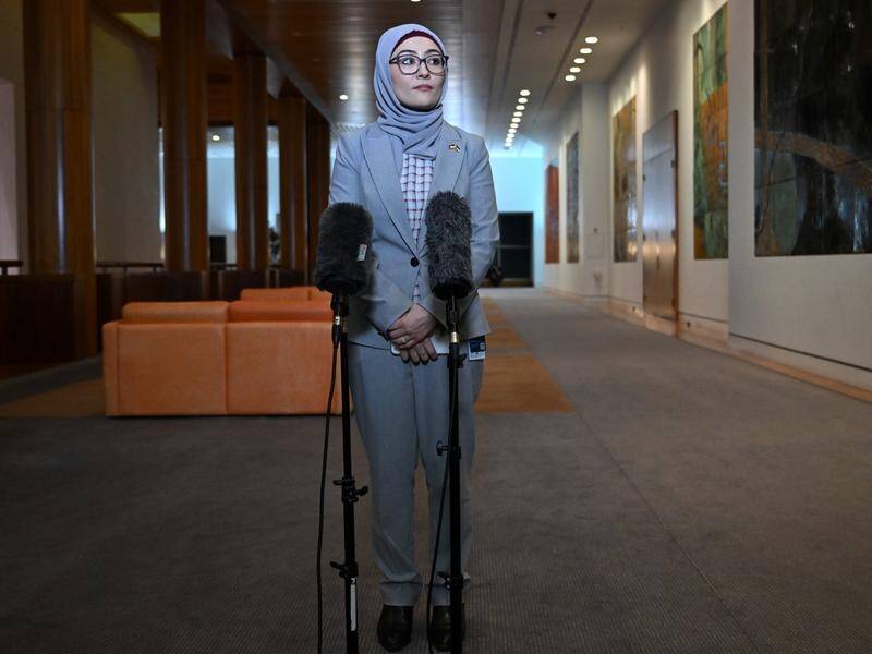 Labor Senator Fatima Payman is refusing to back down over Palestinian statehood. (Lukas Coch/AAP PHOTOS)