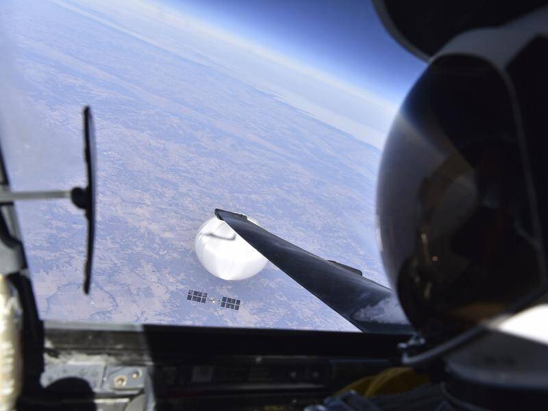 The US Air Force shot down the Chinese surveillance balloon over the Atlantic Ocean in February. (AP PHOTO)