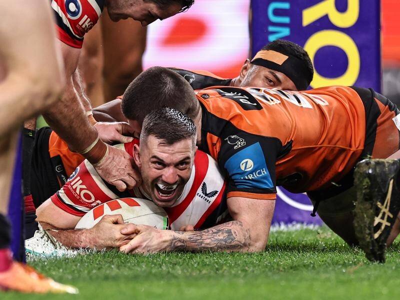 Fullback James Tedesco was one of the Sydney Roosters' best in their romp against Wests Tigers. (Mark Evans/AAP PHOTOS)