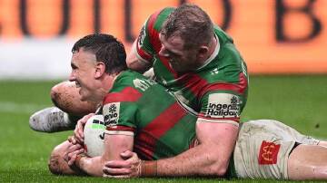Jack Wighton scored two tries in the resurgent Rabbitohs' 32-16 win over Parramatta. (Dan Himbrechts/AAP PHOTOS)