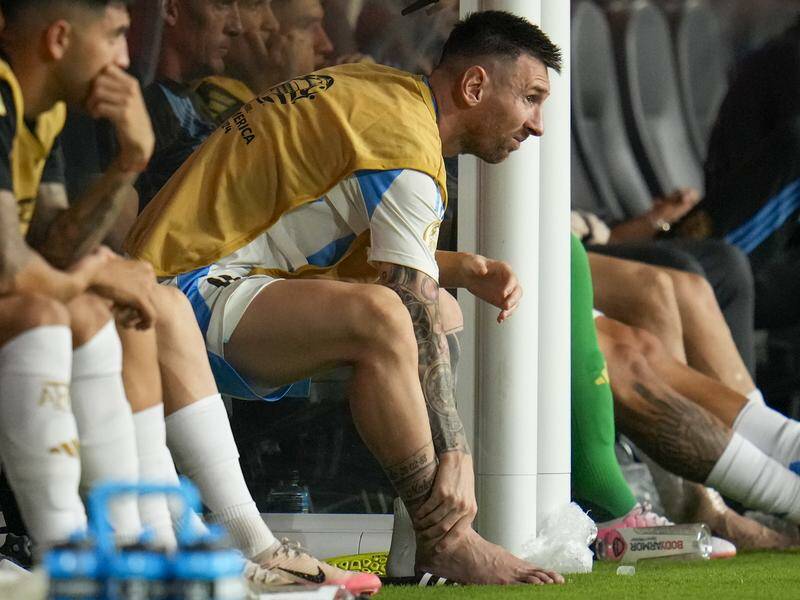 Argentina's Lionel Messi injured his ankle during the  Copa America final against Colombia. Photo: AP PHOTO