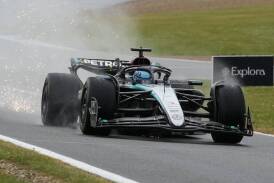 Mercedes George Russell leads a home 1-2-3 in qualifying for the British grand prix at Silverstone. (AP PHOTO)