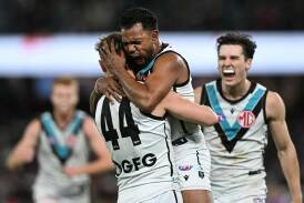 Port Adelaide have come from behind to score a stirring 14-point win over Carlton at Marvel Stadium. Photo: James Ross/AAP PHOTOS