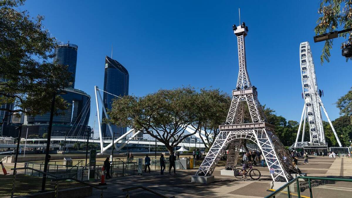 Brisbane has established live sites for spectators decorated with Eiffel Towers for the Paris Games. (Russell Freeman/AAP PHOTOS)