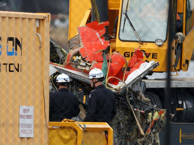 The bodies of two pilots were found in plane wreckage off Mornington in November 2023. Photo: Con Chronis/AAP PHOTOS