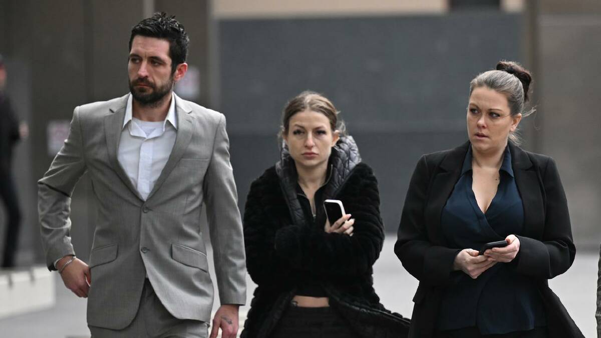 Samantha Cutler (right) didn not speak to media outside court. (James Ross/AAP PHOTOS)