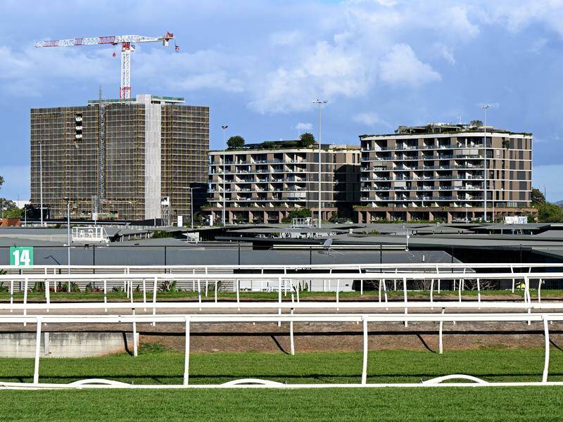 A building site is being blamed for scaring racehorses at Eagle Farm, prompting a jockey boycott. Photo: Darren England/AAP PHOTOS