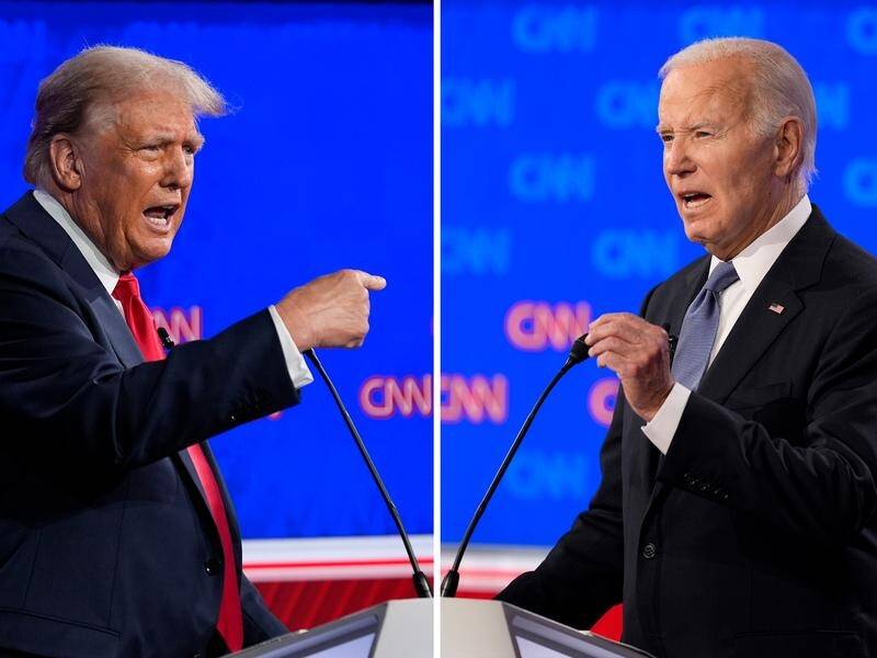 Joe Biden stammered throughout the debate and failed to challenge Donald Trump's attacks. (AP PHOTO)