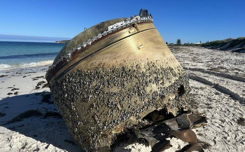 An object that washed up on a remote WA beach in July was later tied to an Indian launch vehicle. Picture by AAP Photos/PR handout image photo