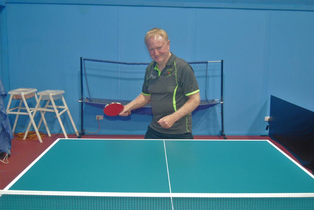 Michael Turner gave it his best shot at the Australian Veterans Table Tennis Championships. Picture by Burney Wong. 