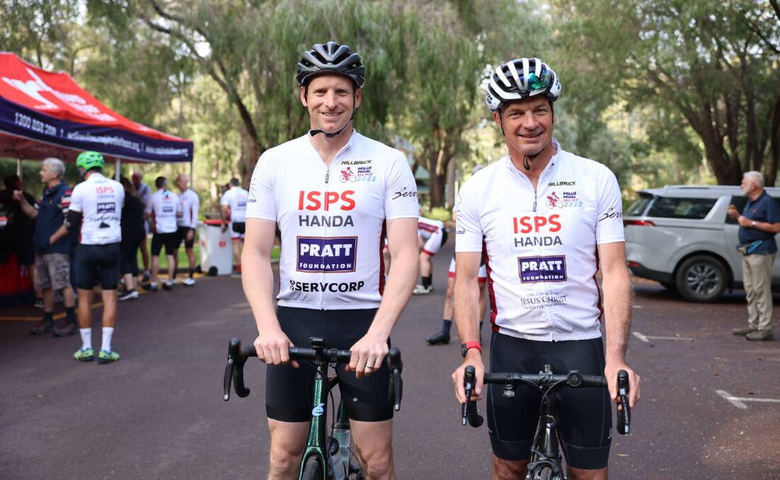 Andrew Hastie and Angus Taylor on their bikes. Picture supplied. 