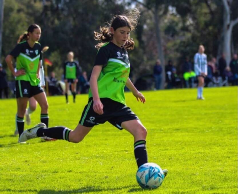 Ava Nicholson playing for Canberra United's u14 Academy team. Picture supplied. 