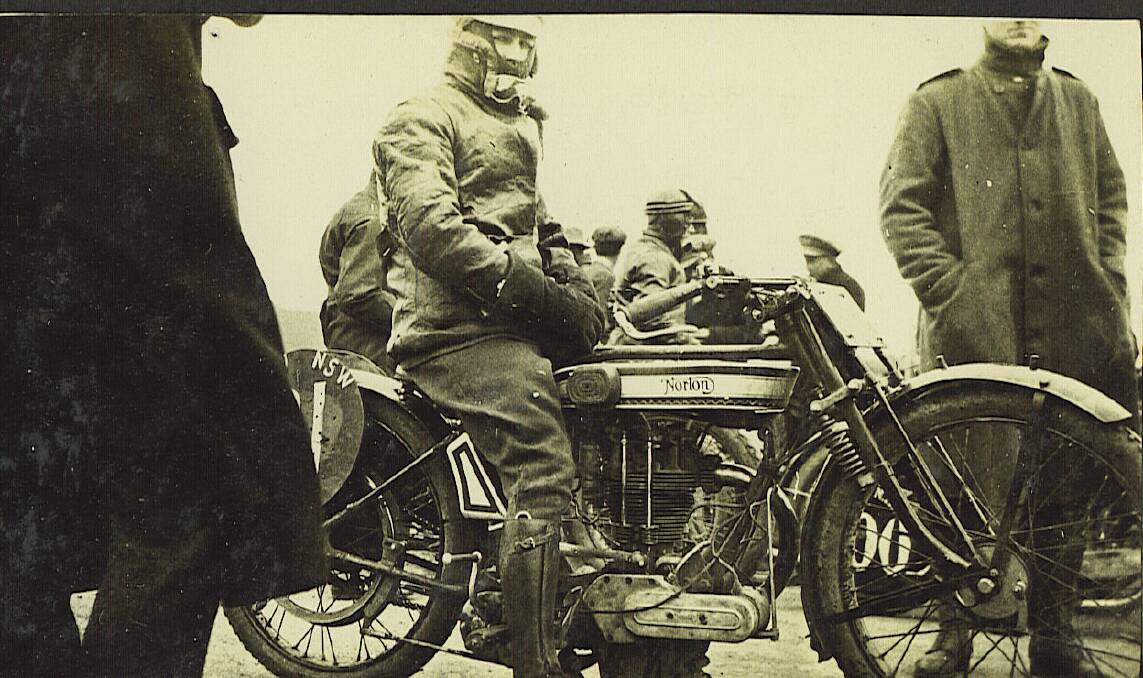 L Harris was a rider in the First Australian Motorcycle Grand Prix held in Goulburn. Picture supplied. 