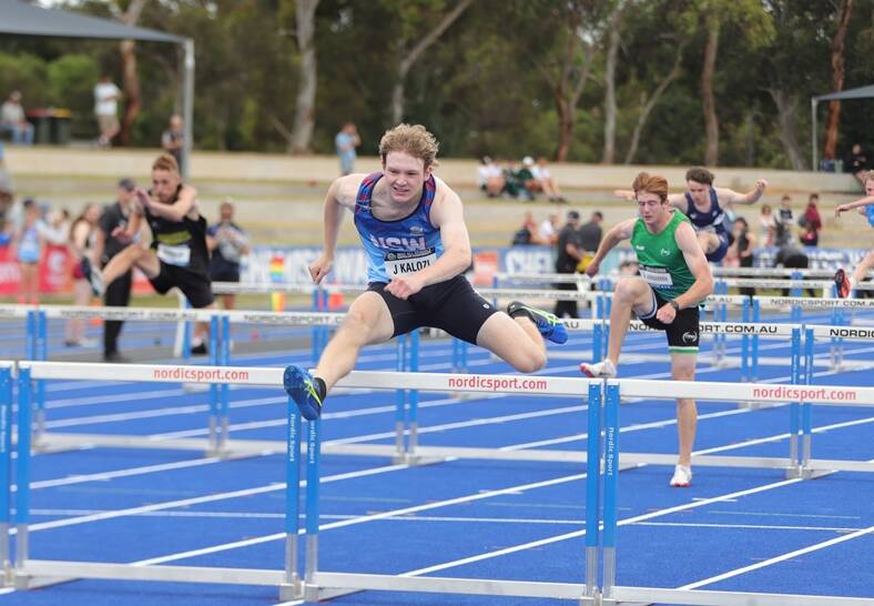 Josh Kalozi in action during the 2022 Australian All Schools hurdles. Picture supplied.