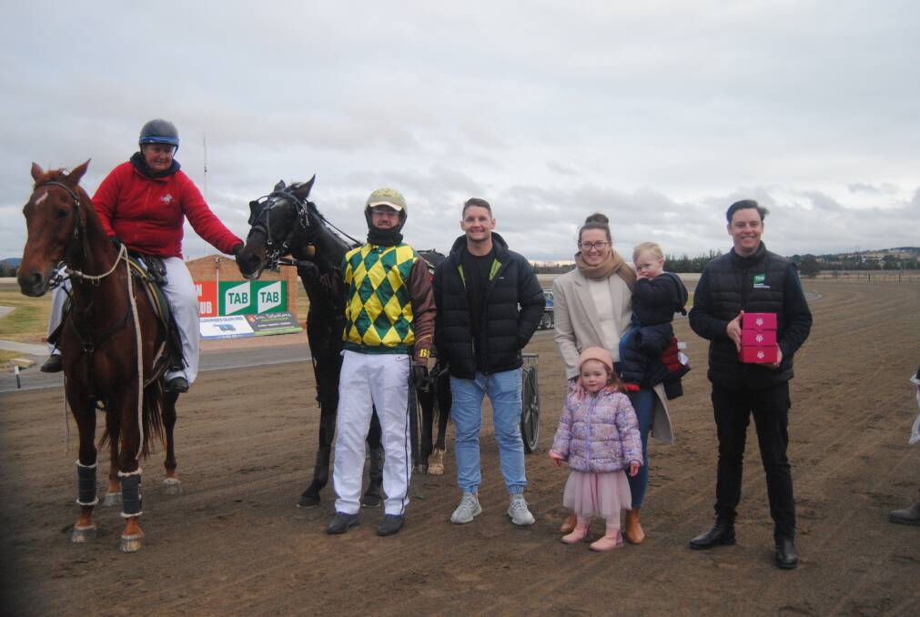 Brad Hewitt with family and friends after the Goulburn Rose win. Pictures by Burney Wong. 