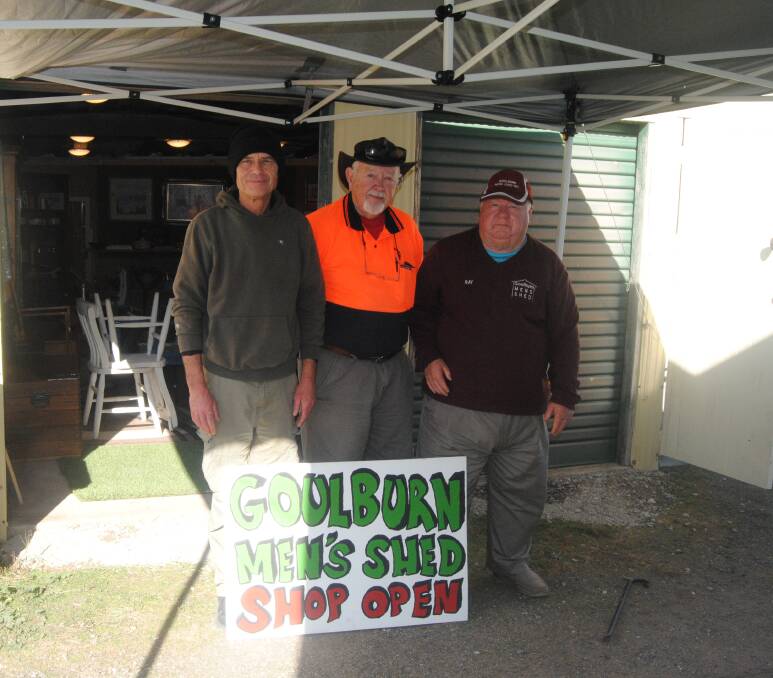 Rob Hunt, Goulburn Men's Shed president Charles McIntosh and Ray MacDonald. Picture by Burney Wong. 
