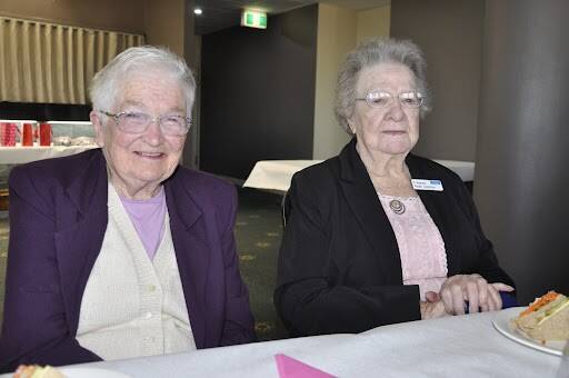 Freda Bush (left) with her sister-in-law June Ross at a Legacy afternoon tea in 2018. Picture by Louise Thrower. 