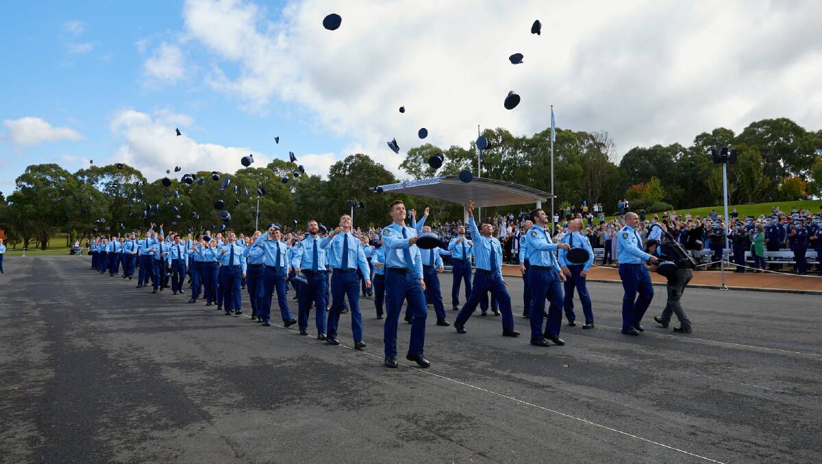 Attestation: After 16 hard weeks, Class 352 marked their entry into the policing profession. Photo: NSW Police Force